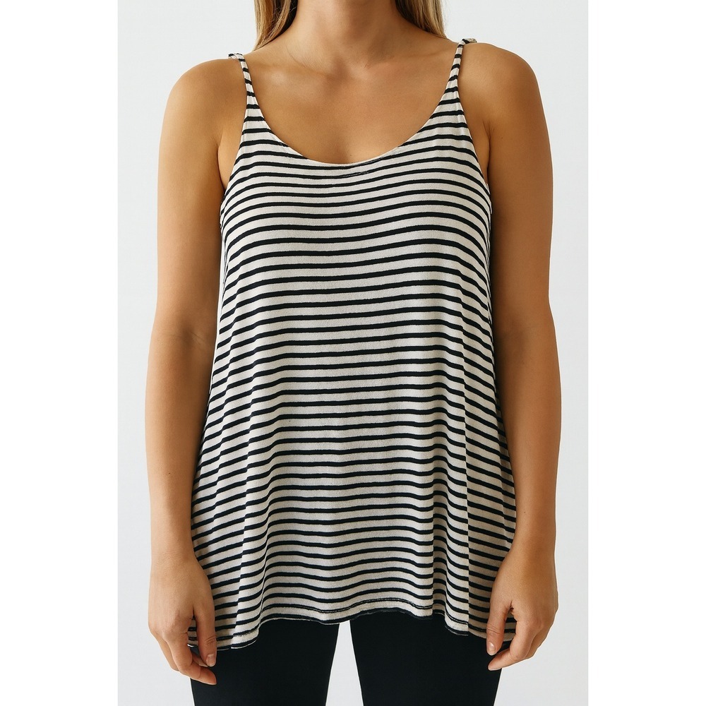 Striped Tank Top Sleeveless Casual Basic Black White